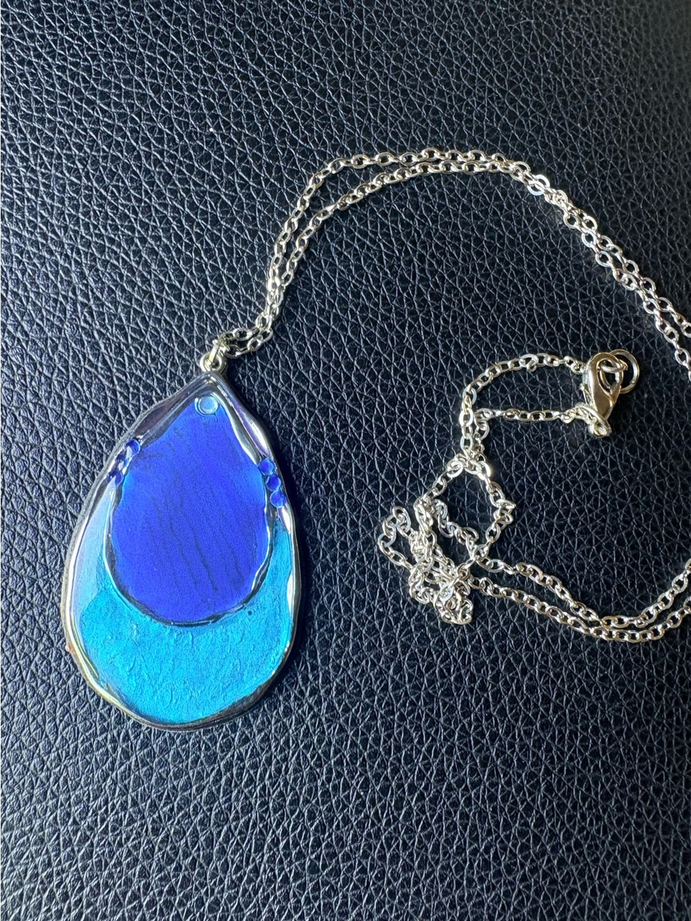 Blue and Silver Ocean Pendant Necklace